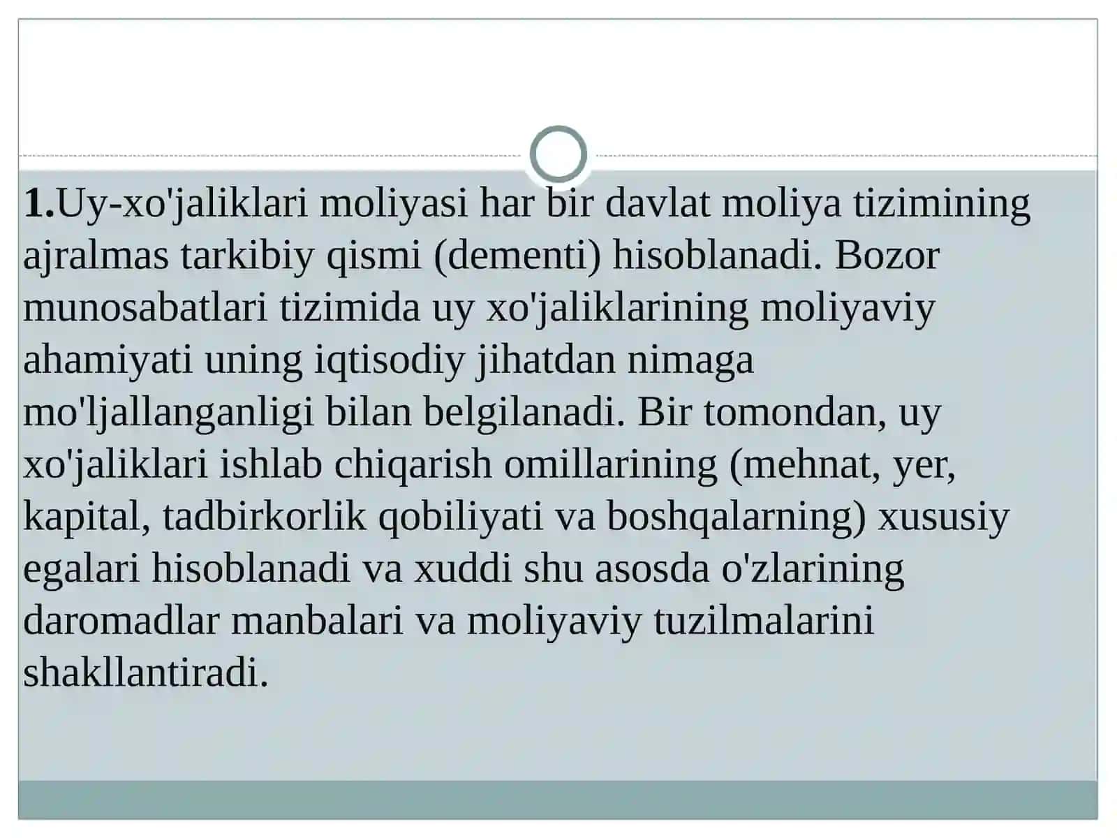Uy xo`jaliklari moliyasi 3