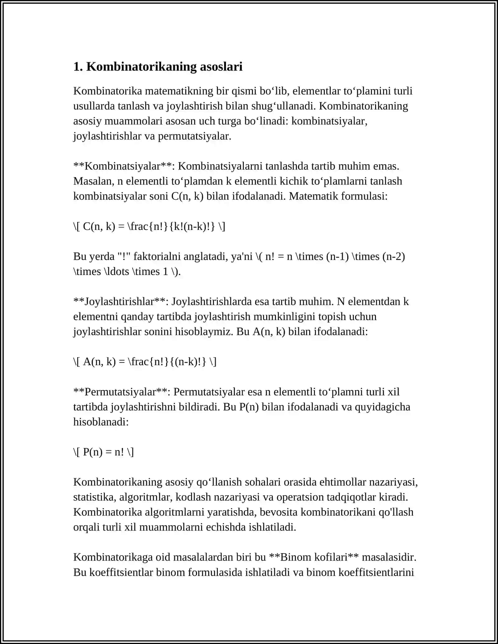 Kombinatorika Fani Rivojlanish Tarixi 3