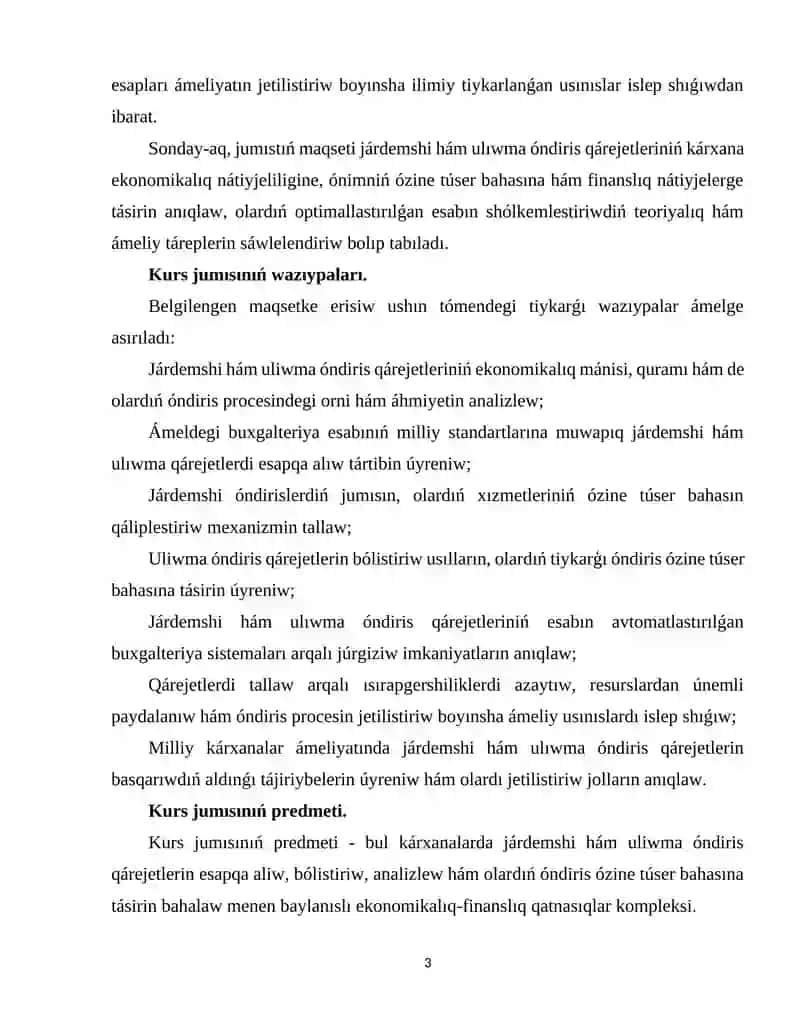 Járdemshi hám ulıwma óndiris qárejetleri esapqa alıw 3