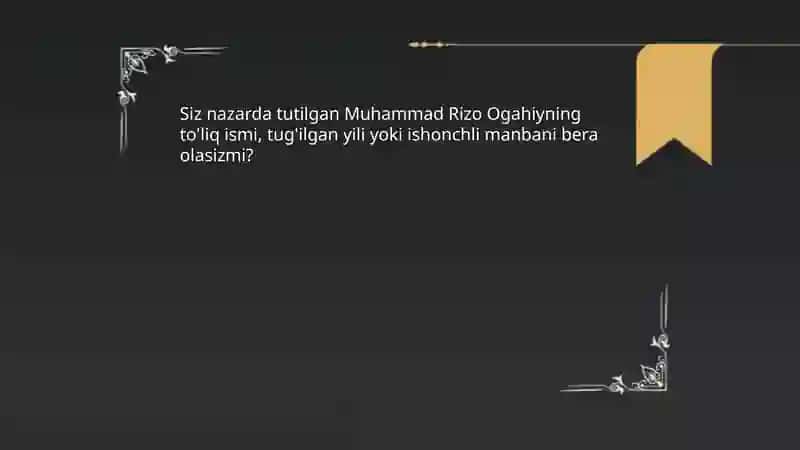 Muhammad Rizo Ogahiy hayoti va ijodi va lirikasi 3