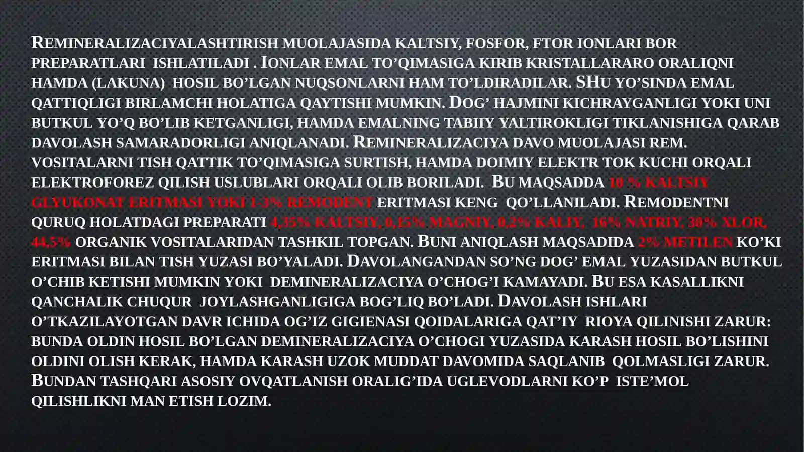Oʻtkir va surunkali dogʻ bosqichidagi karies ni davolash 3