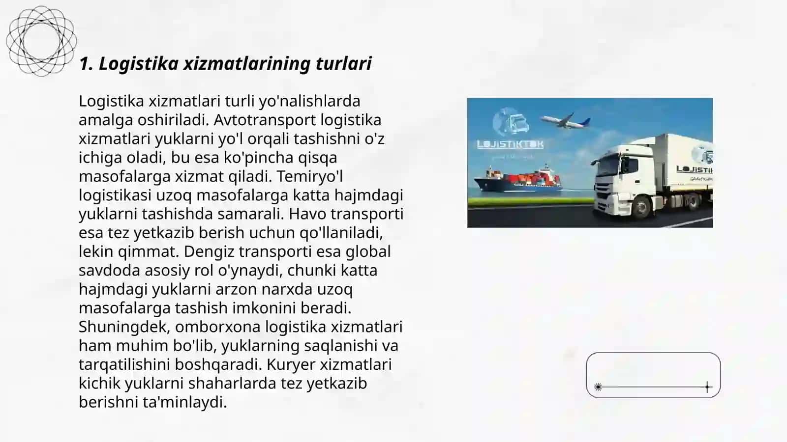 Logistika xizmatlarining turlari 3