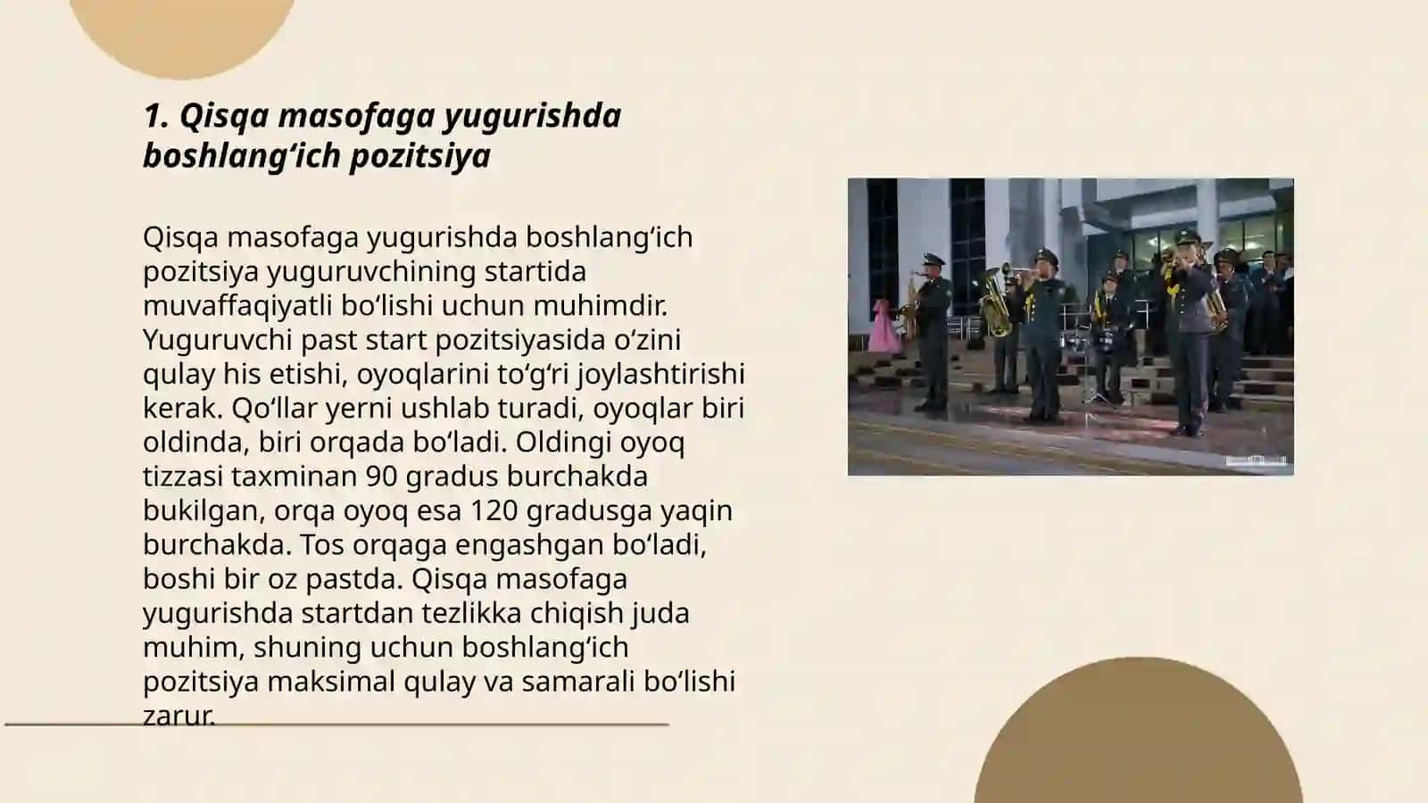 Qisqa masofaga yugurish texnikasini o‘rganish 3