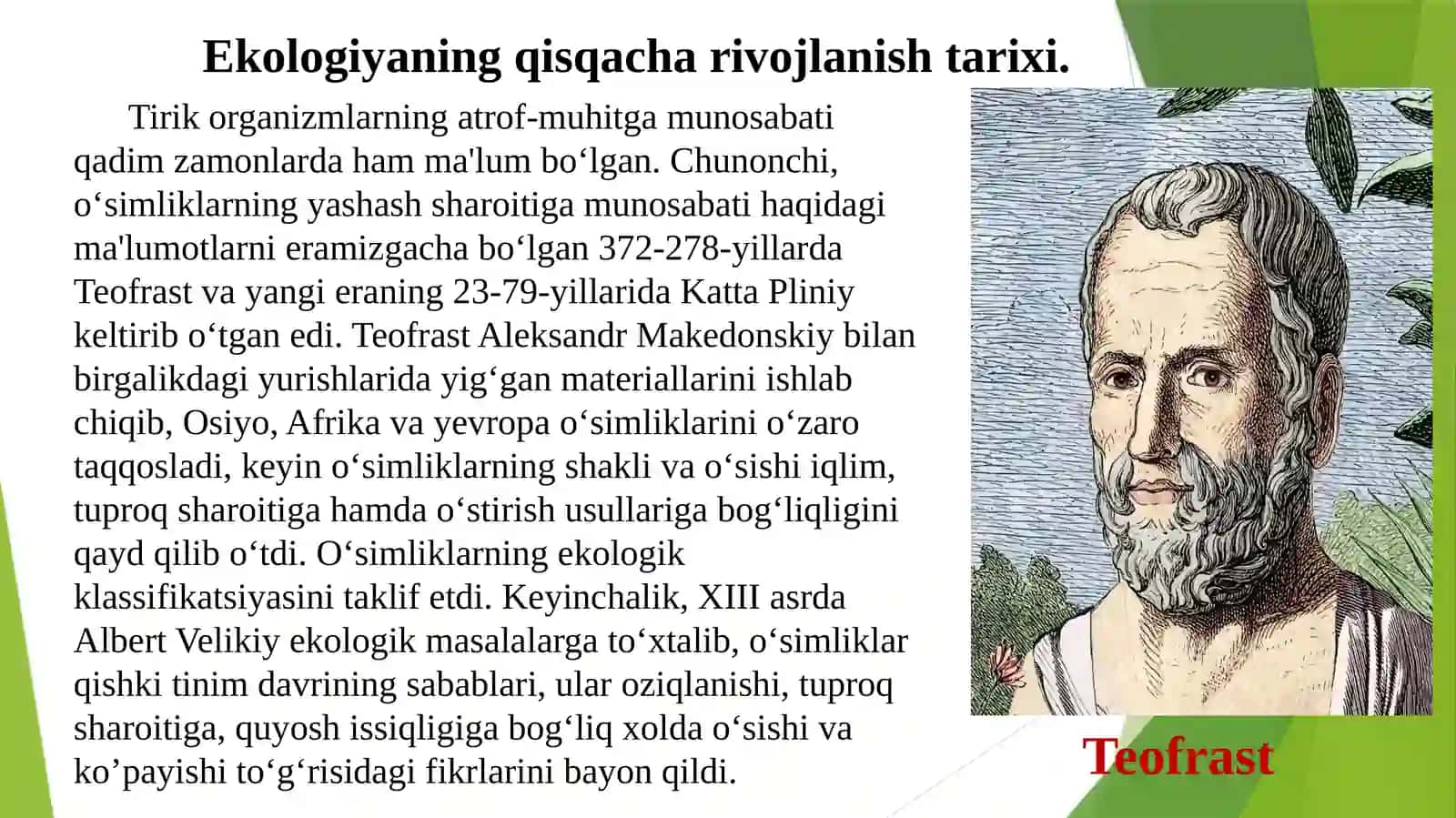 O‘simliklar Ekologiyasining Rivojlanishi Tarixi 3