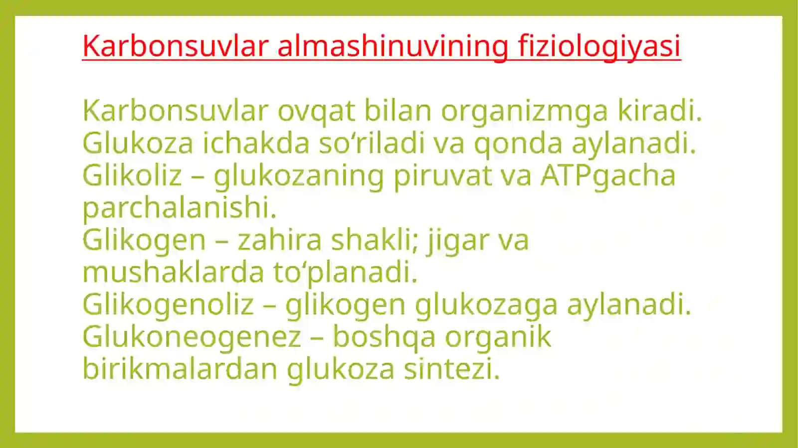 Karbonsuvlar almashinuvi 3