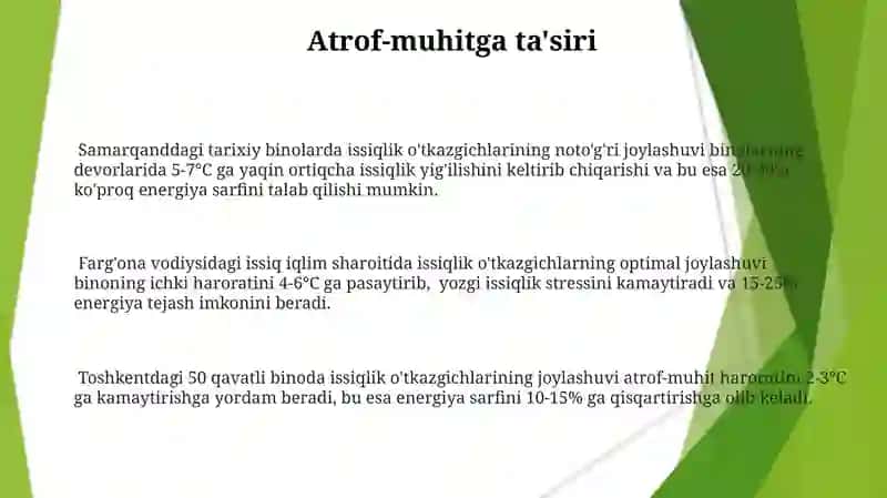 Issiqlik o'tkazgichlarni binoda joylashtirish 3