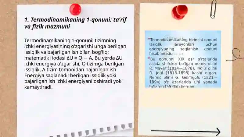 Termodinamikaning 1-qonuni.Ichki energiya 3