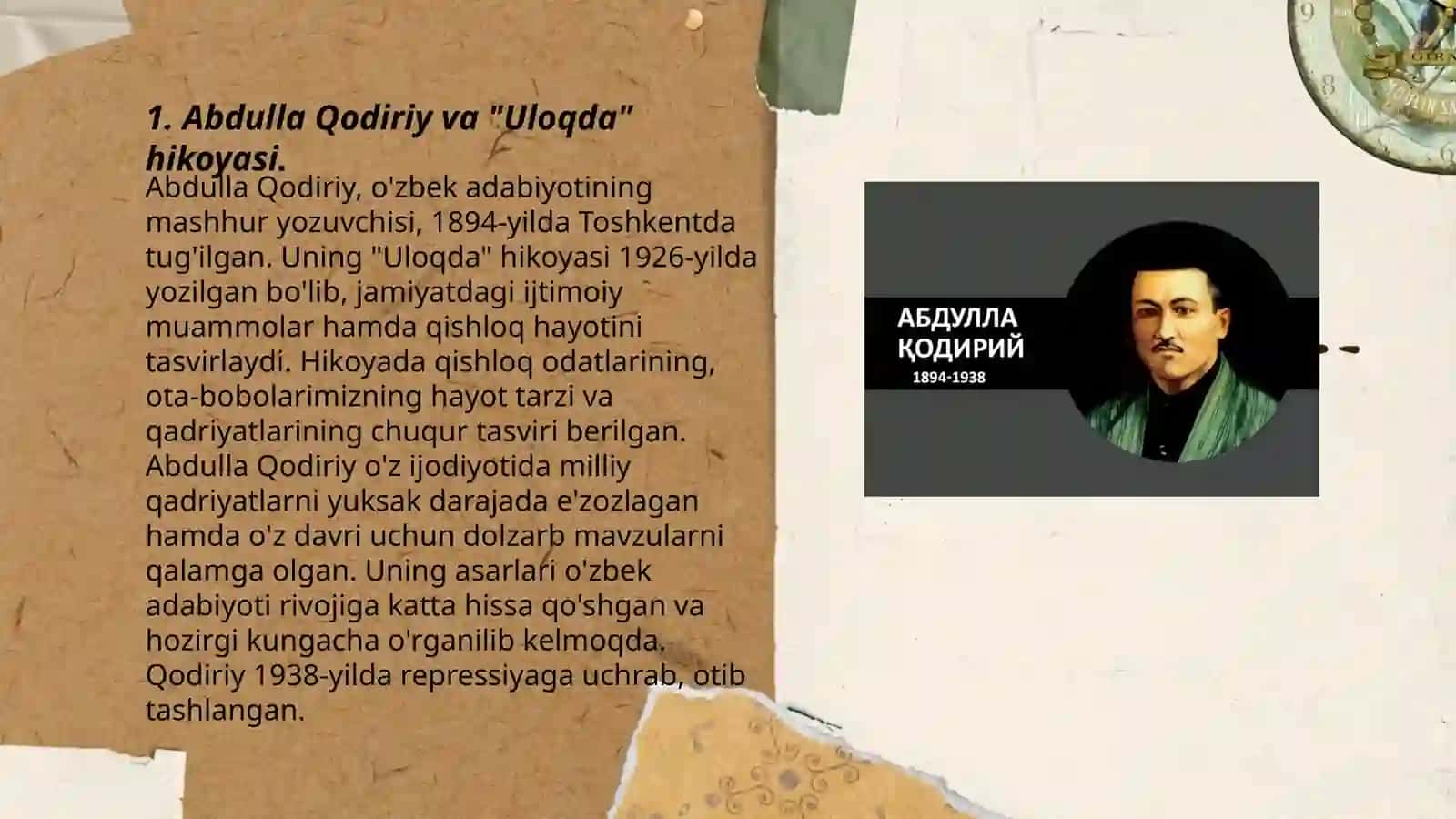 Abdulla Qodiriy "Uloqda" hikoyasi tahlili 3