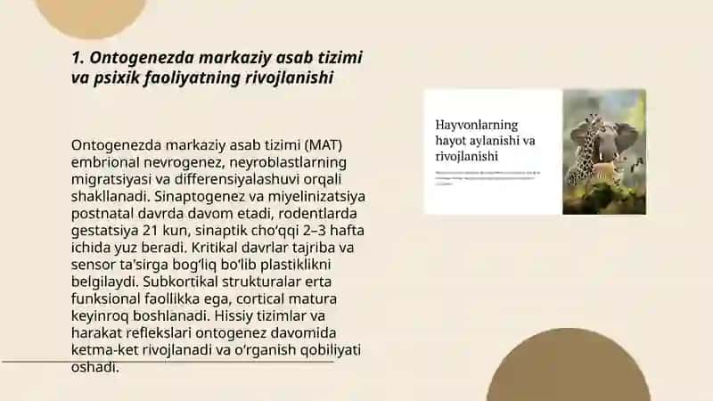 Hayvonlarning psixik faoliyatini ontogenezda rivojlanishi 3