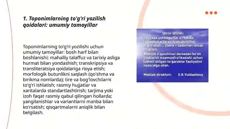 Toponimlarning to'g'ri yozilish qoidalari: umumiy tamoyillar 3