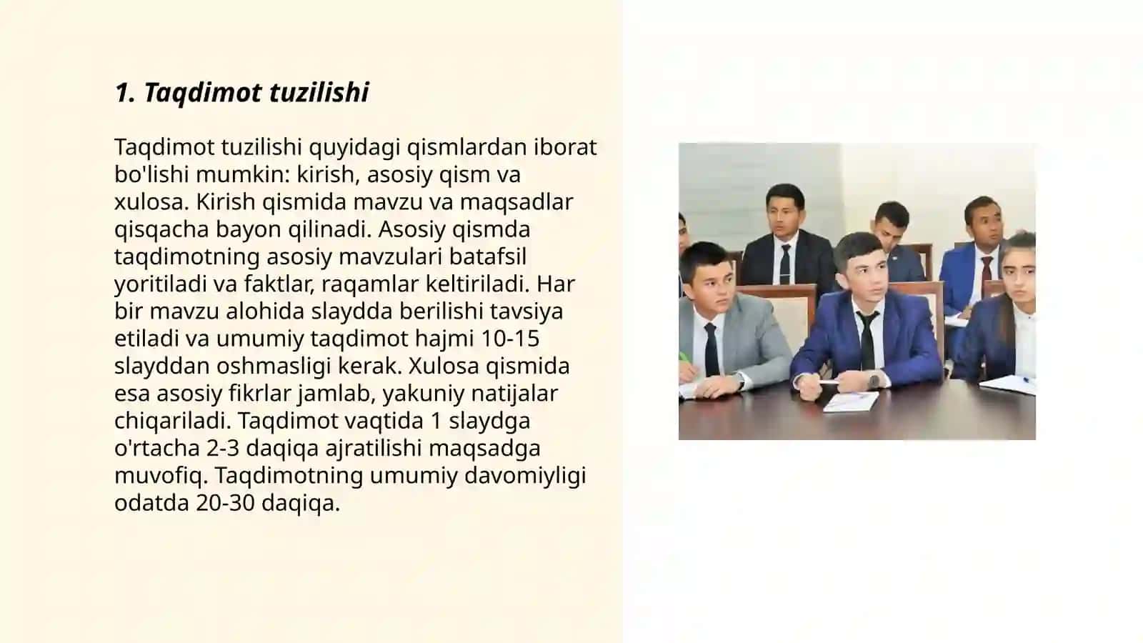 Taqdimotlarni tashkil etishda qo'yiladigan talablar 3