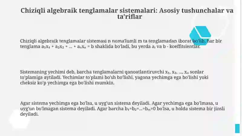 Chiziqli algebraik tenglamalar sistemasi 3