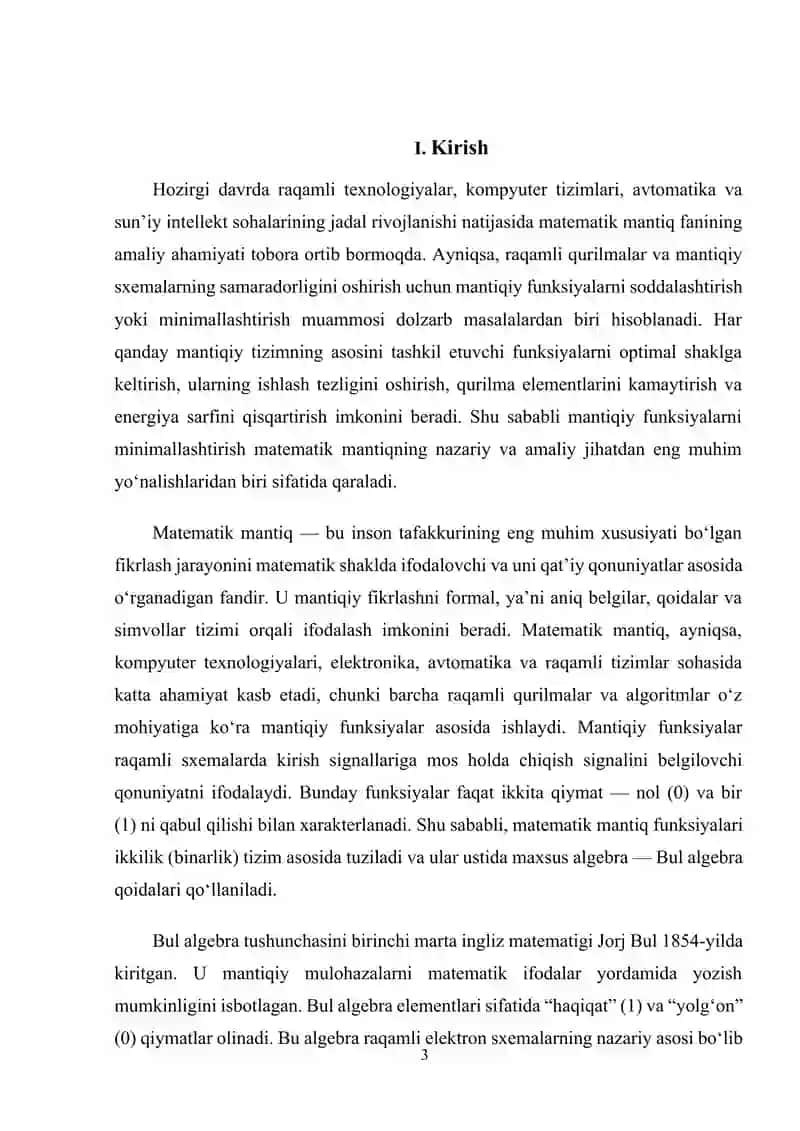 Matematik mantiq funksiyalarini minimallashtirish muammosi 3