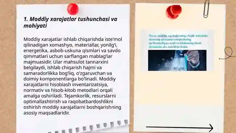 Moddiy xarajatlar tushunchasi 3