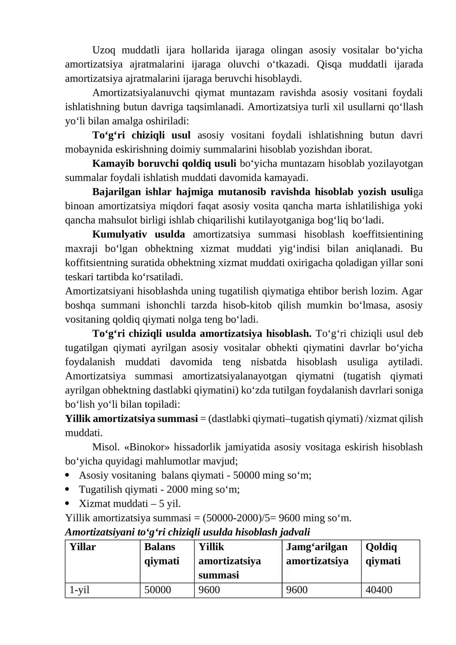 Asosiy vositalarning amortizatsiyasi 3