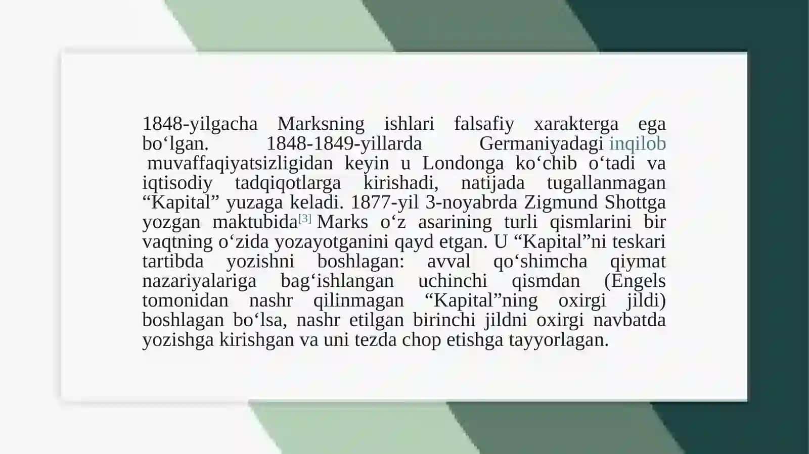 Karl Marxning Kapital asari 3