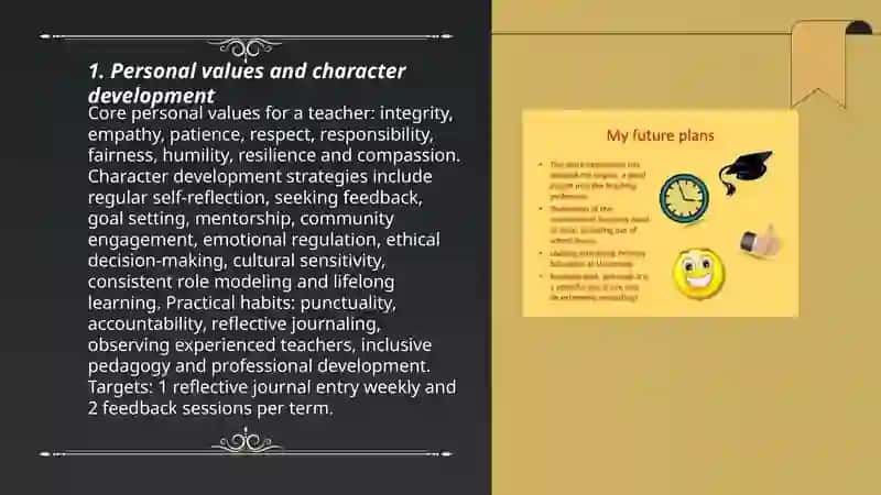 Personal values and character development 3