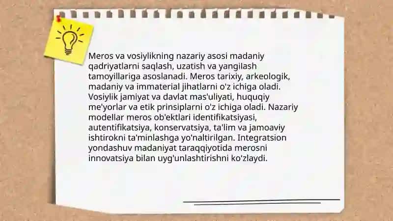 Madaniyat taraqqiyotida meros va vosiylik 3