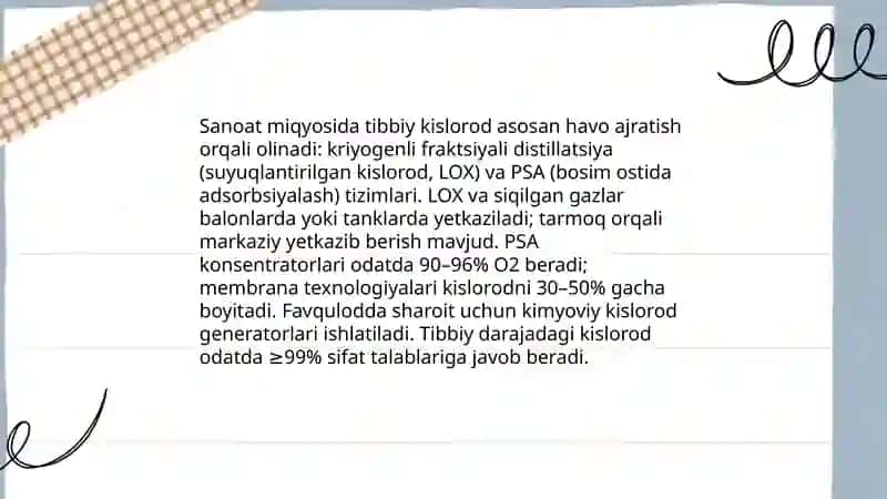 Tibbiy kislorod (O2) va gazsimon dori turlari 3