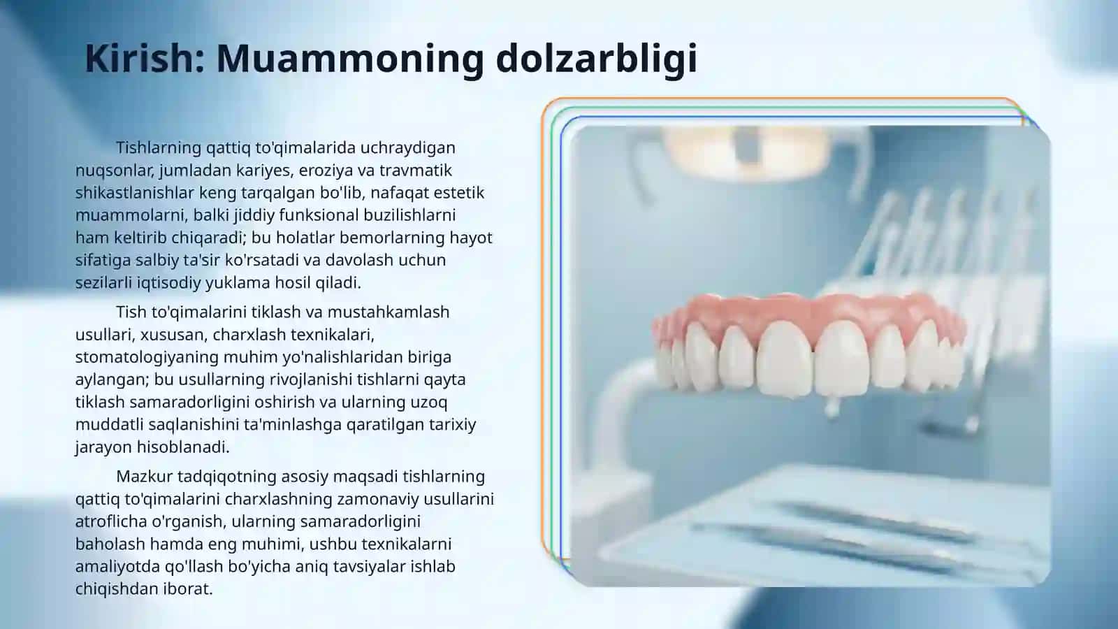 Tishlarning qattiq to'qimalarini charxlash usuli (texnikasi). 3
