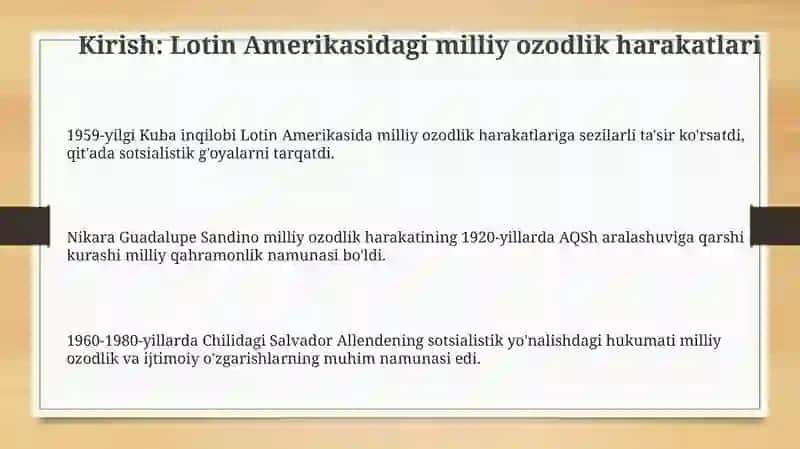 Lotin Amerikasidagi milliy ozodlik harakatlari 3