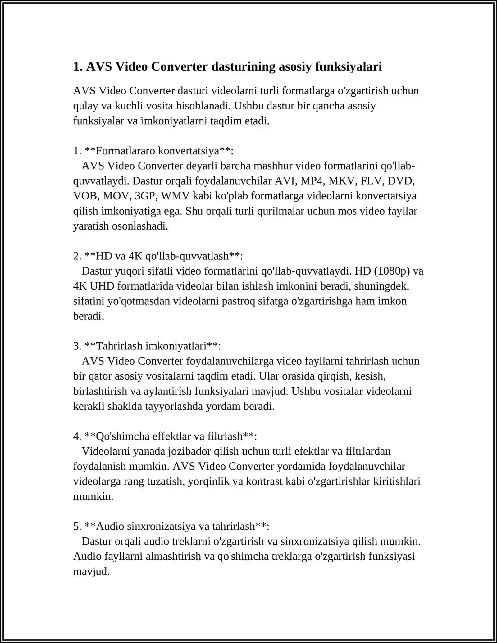 AVS VIDEO CONVERTER VIDEO MUHARRIRI IMKONIYATLARINI O‘RGANISH 3