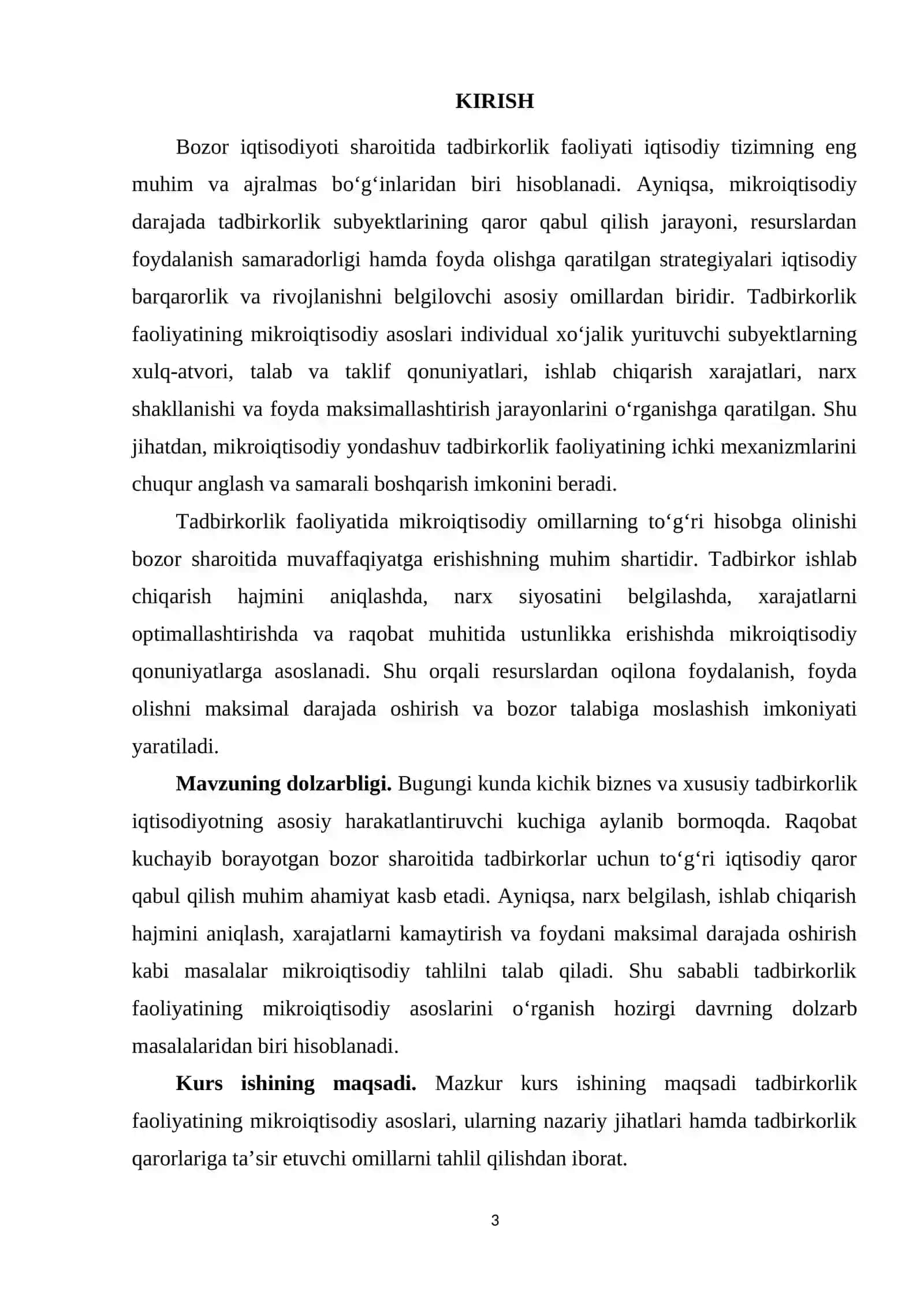 Tadbirkorlik faoliyatining mikroiqtisodiy asoslari 3