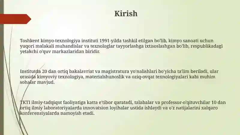 Toshkent kimyo texnologiya instituti 3