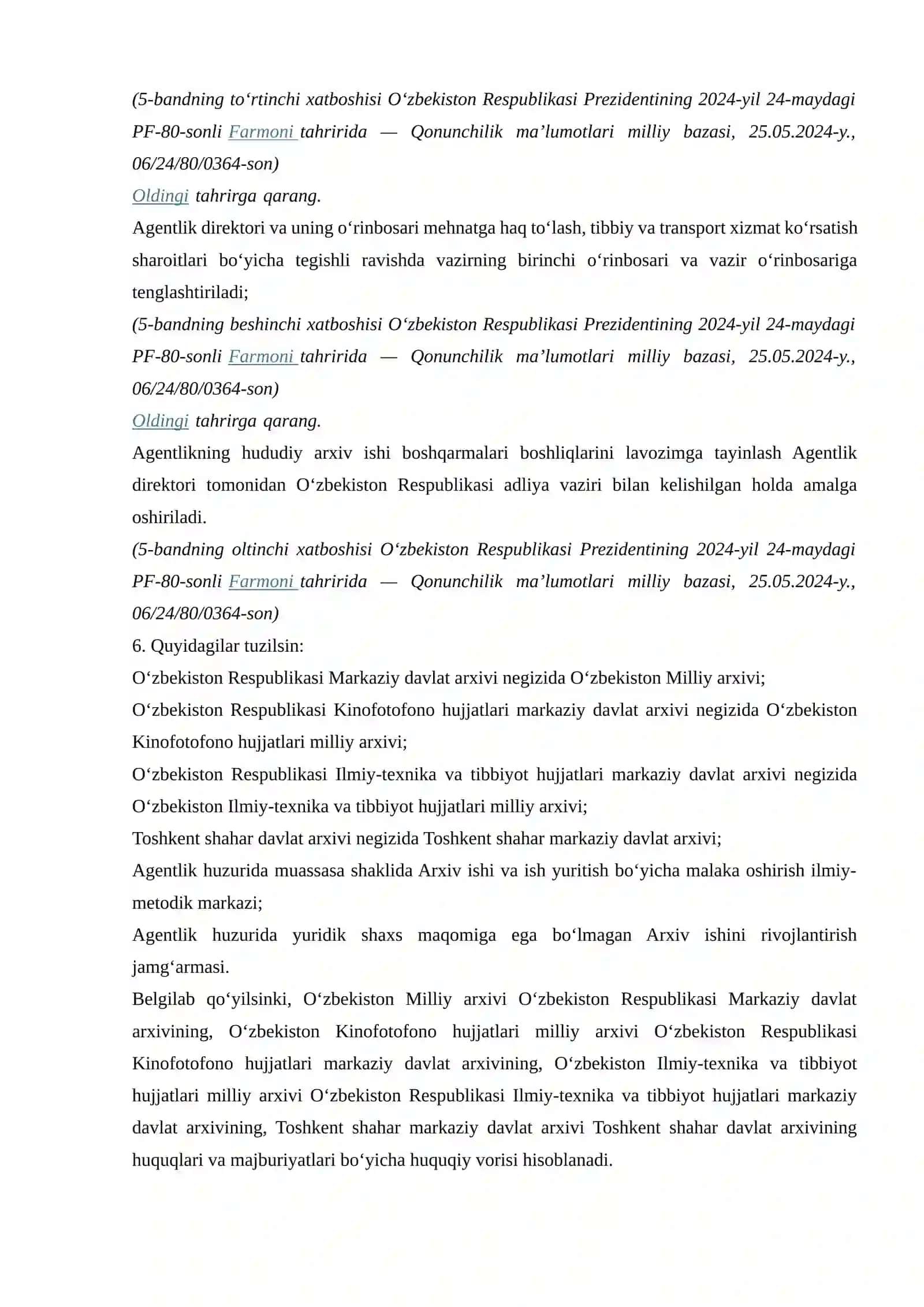 O‘zbekiston Respublikasida arxiv ishi va ish yuritishni takomillashtirish chora-tadbirlari to‘g‘risida 3