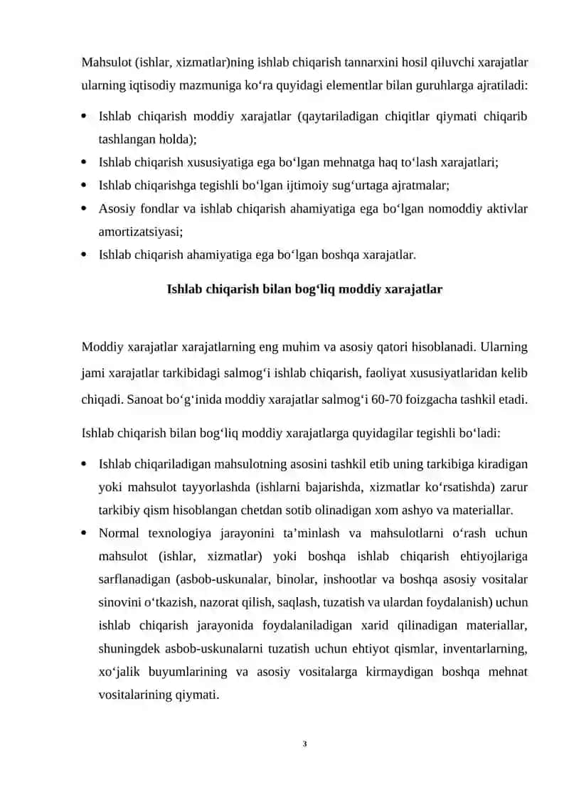 MAHSULOT TANNARXIGA KIRITILADIGAN XARAJATLAR HISOBI 3