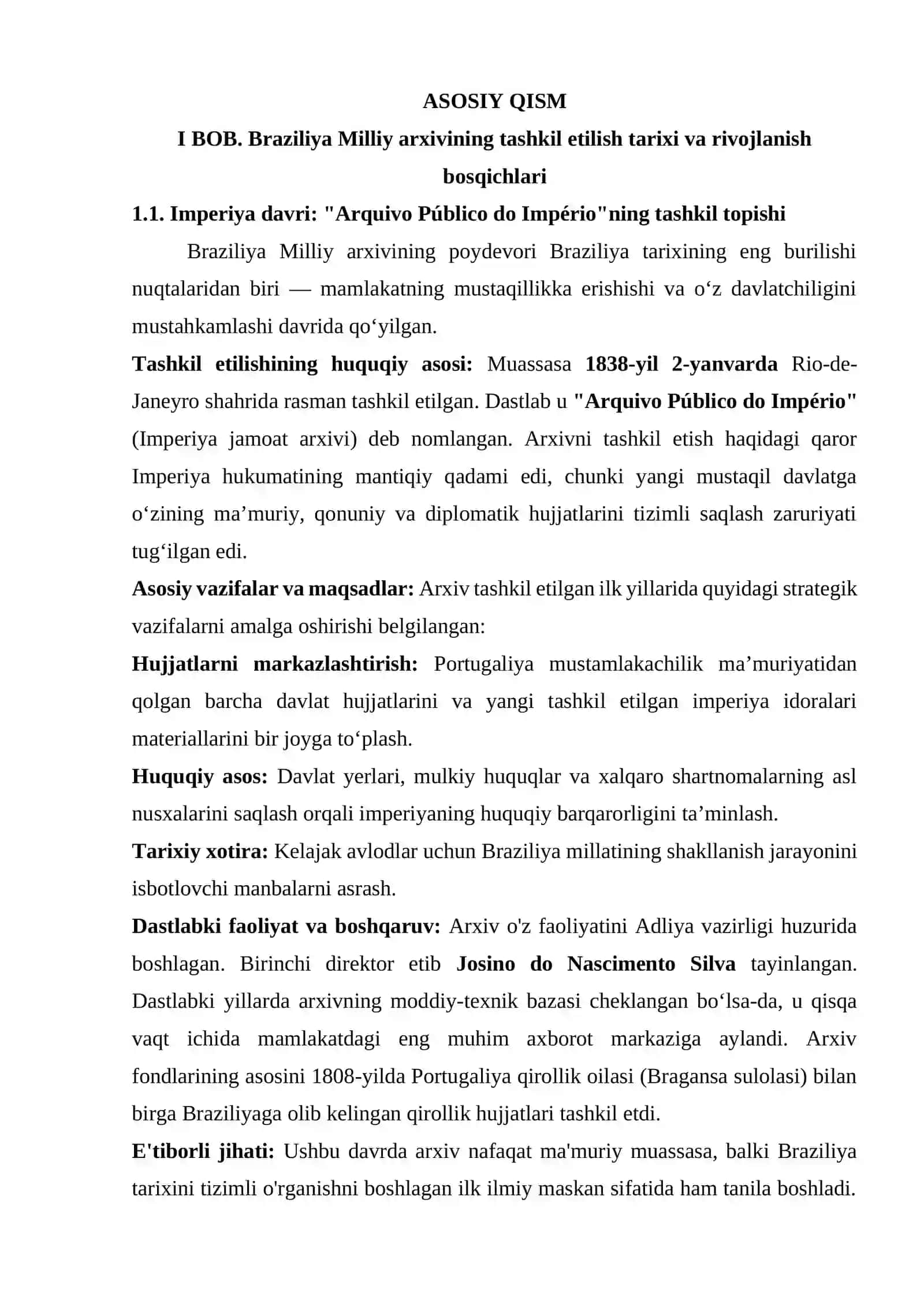 Braziliya milliy arxivining tarixi va faoliyati 3