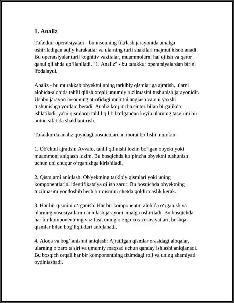 TAFAKKUR OPERATSIYALARI 3