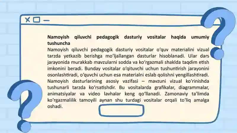Namoyish qiluvchi dasturlar 3