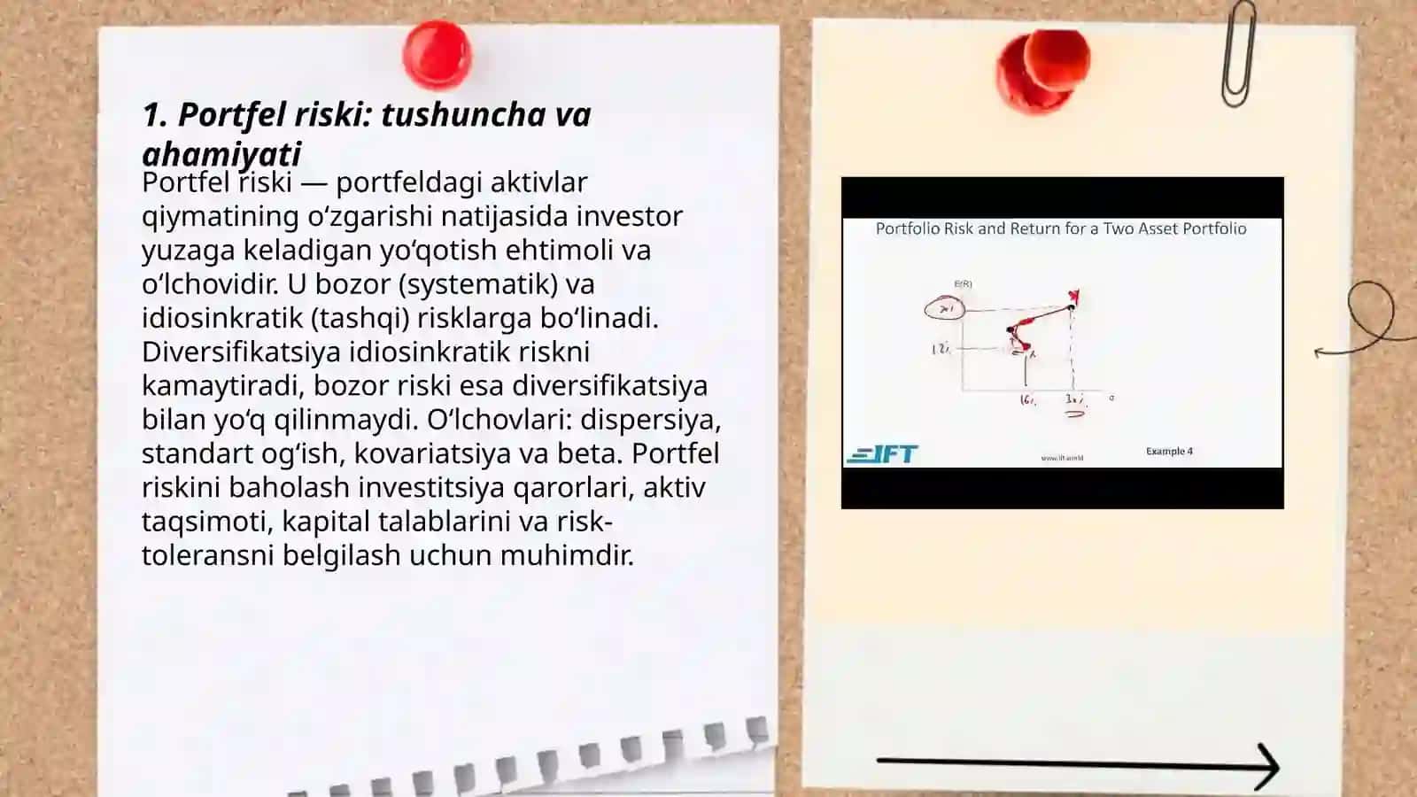 Portfel riski tushunchasi va baholash usullari 3