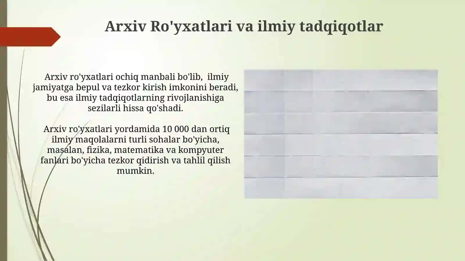 Arxiv Ro'yxatlari va ilmiy tadqiqotlar 3
