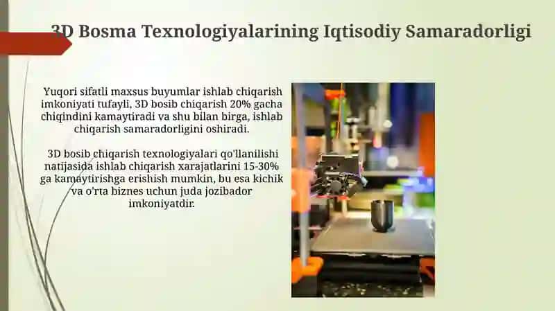 3D Bosma Texnologiyalari va Sanoat 3