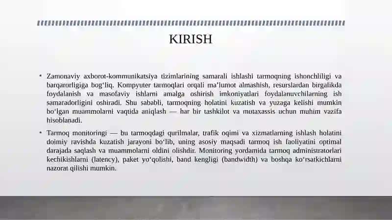 TARMOQ MONITORINGI VA DIAGNOSTIKASI ASOSLARI 3