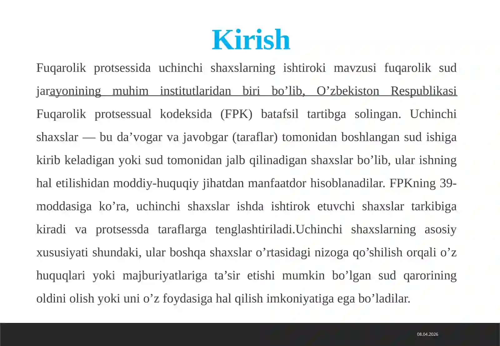 Fuqarolik protsessida uchinchi shaxslar ishtiroki 3