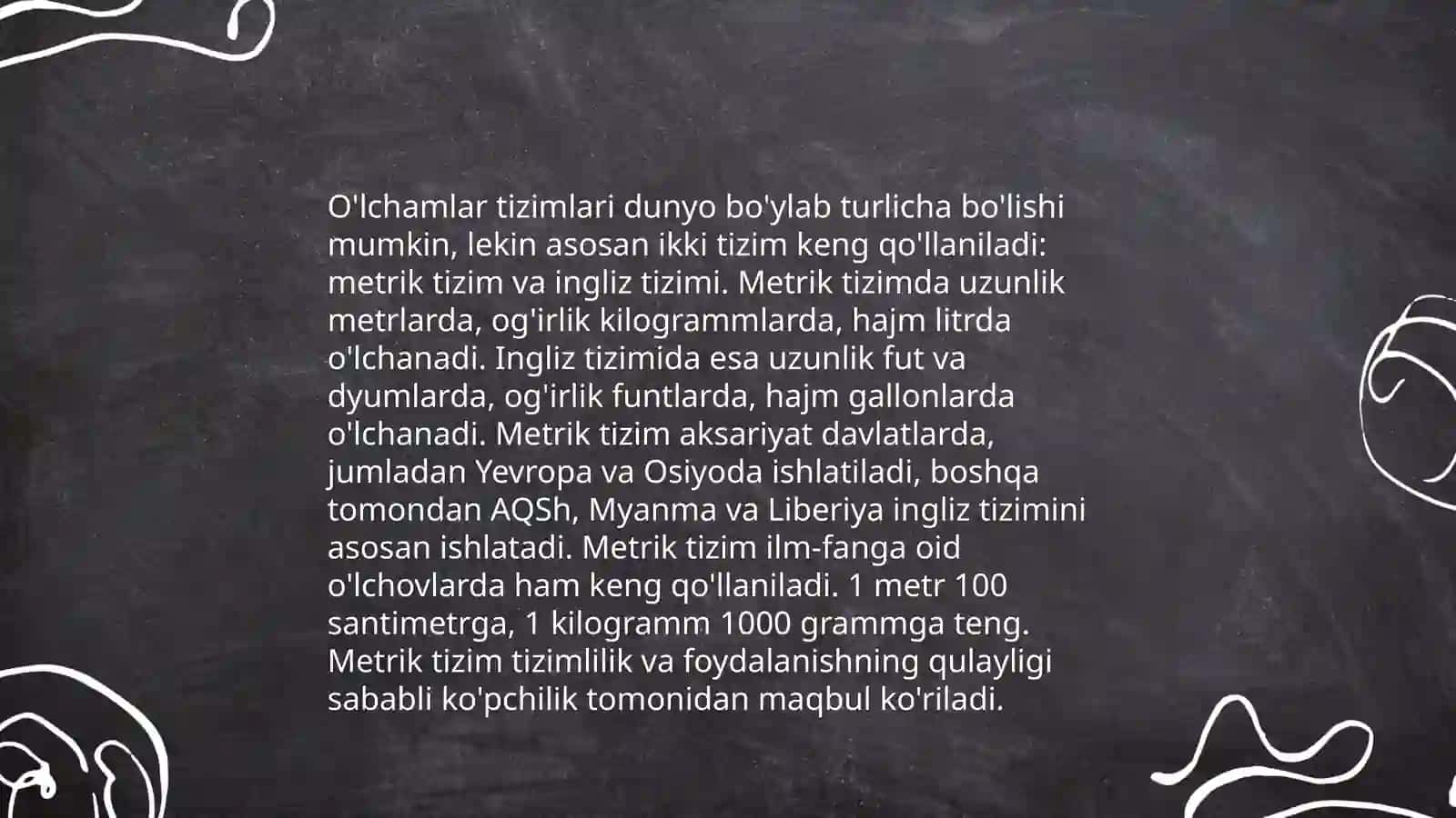 O'lchamlar va chizmalarda qo'llanilishi 3