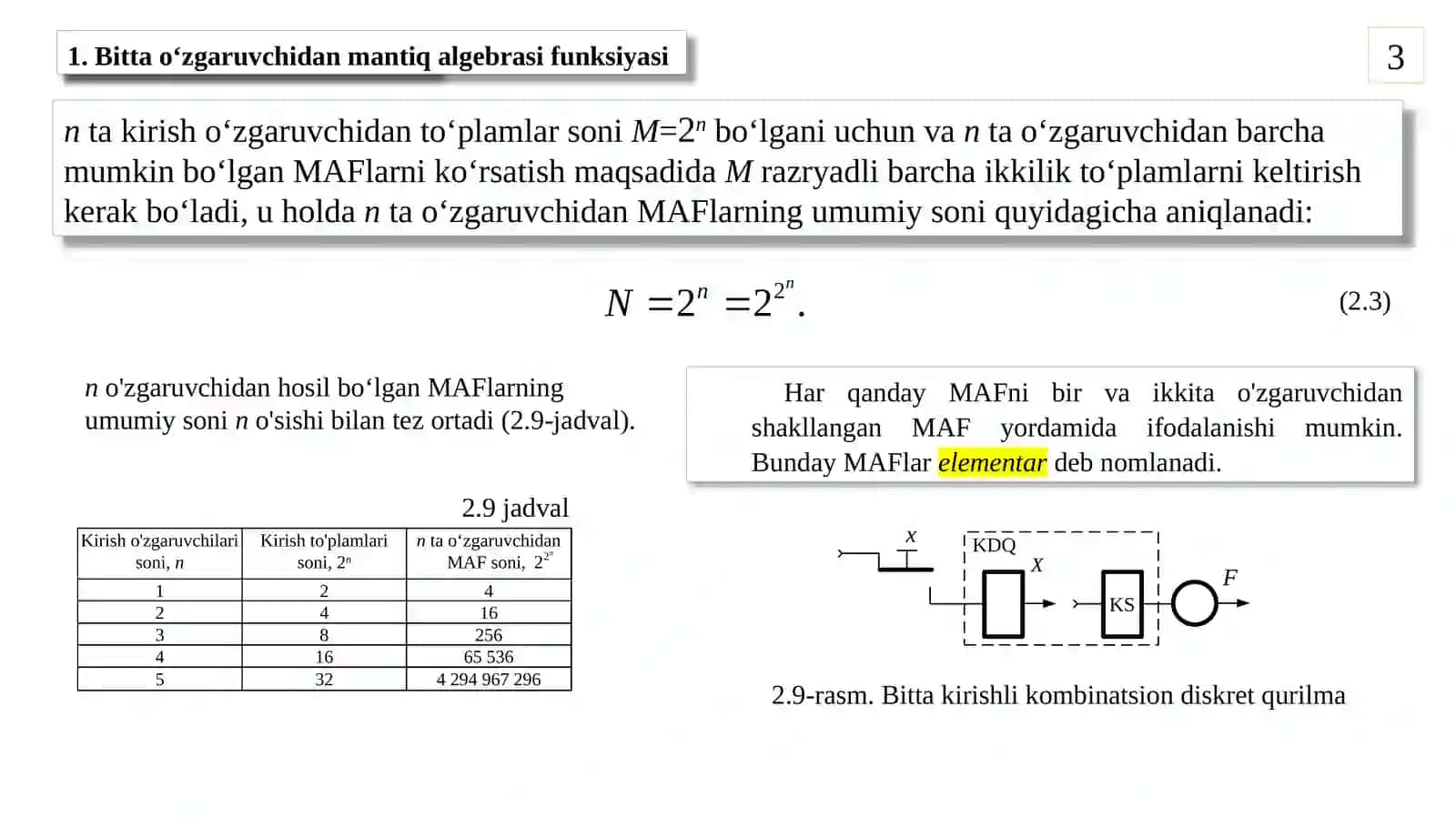 Mantiq algebrasi elementar funksiyalari 3