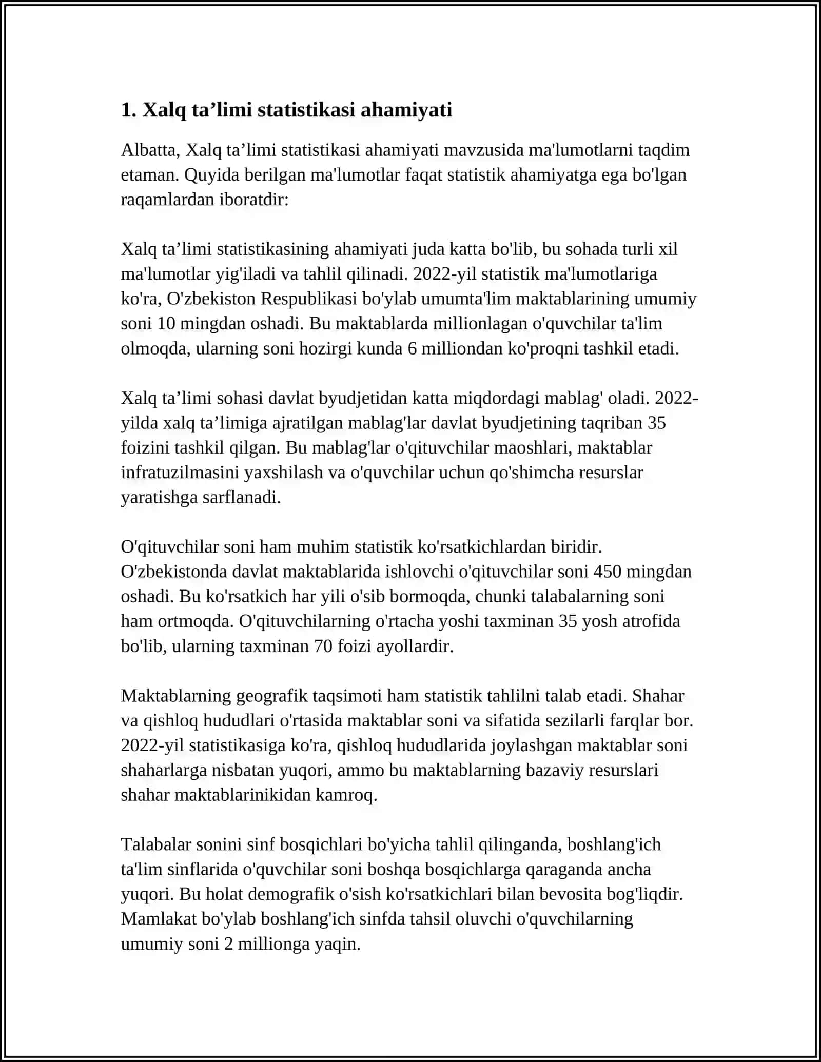 XALQ TA’LIMI STATISTIKASI 3