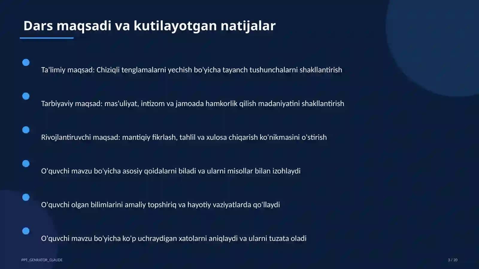 Chiziqli tenglamalarni yechish (6-sinf) 3