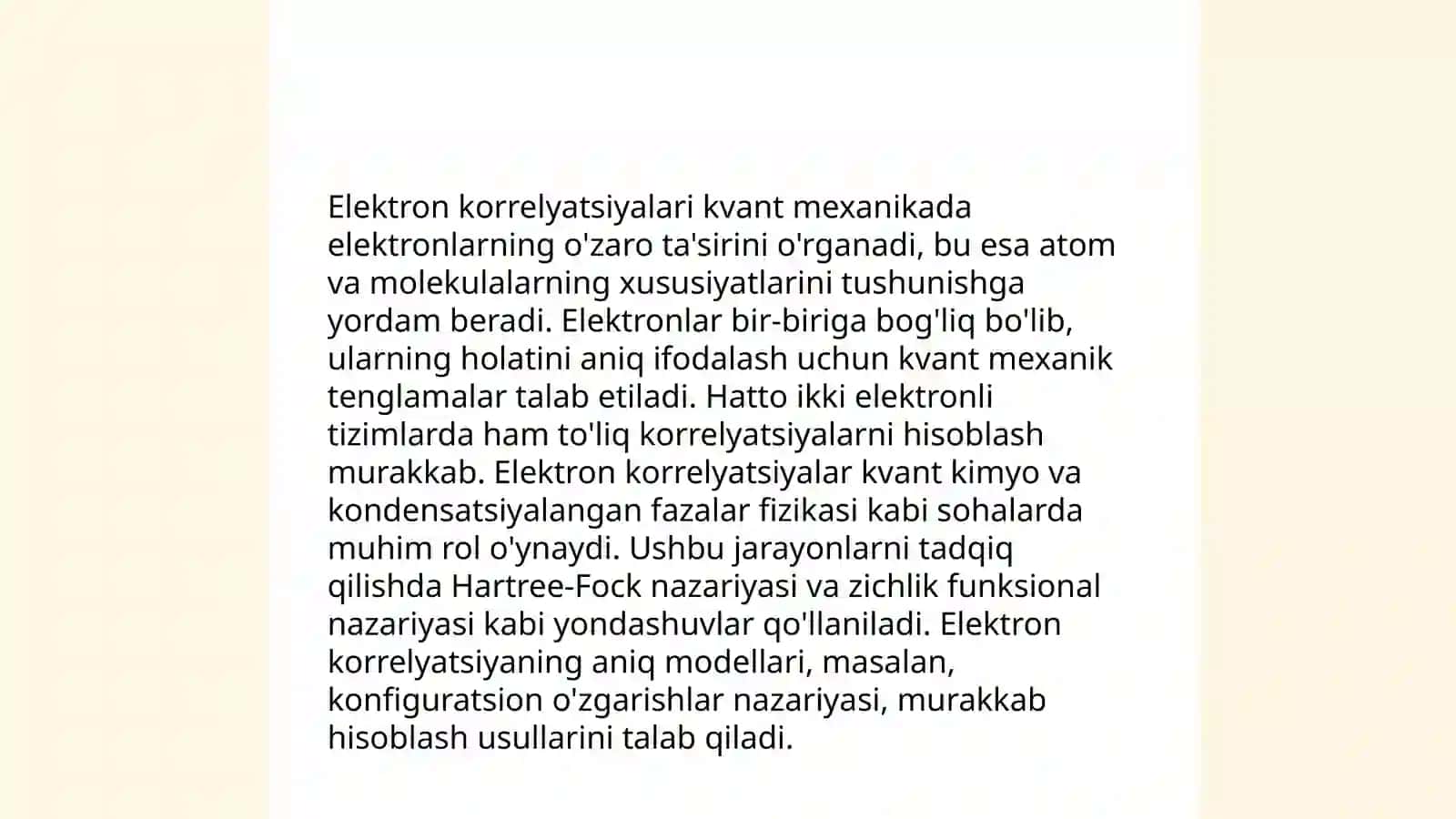 Elektron korrelyatsiyalarni hisobga olish 3