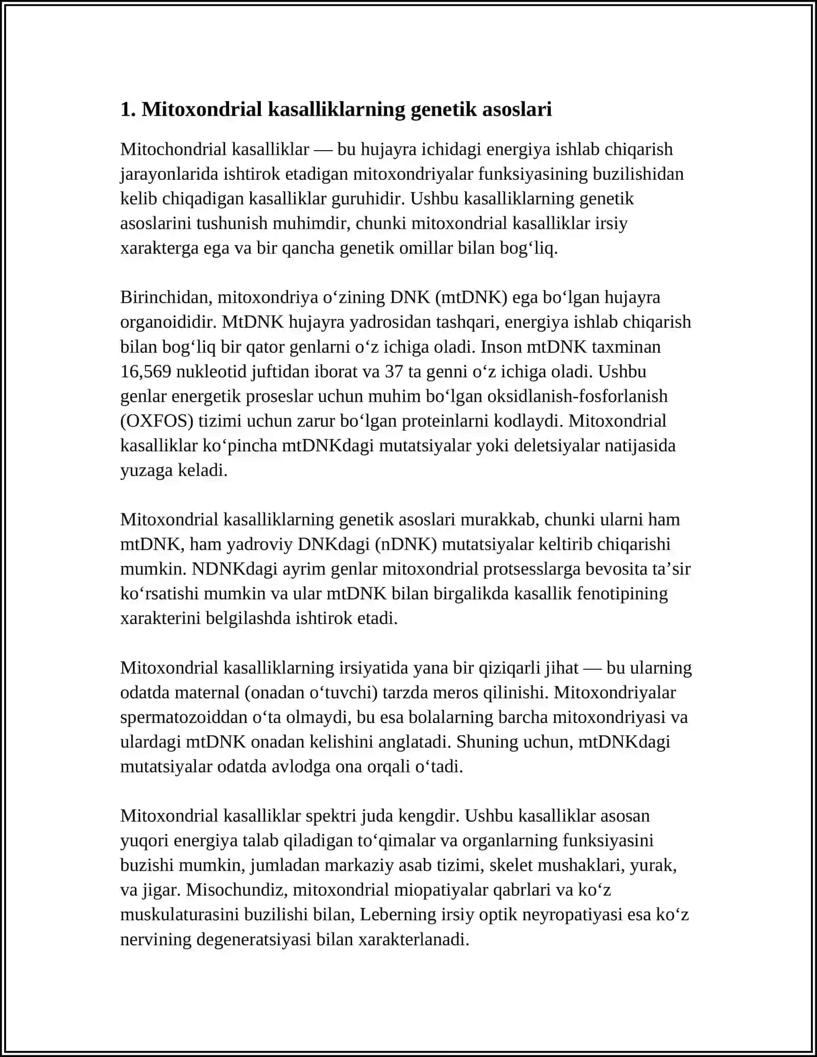 MITOXONDRIAL KASALLIKLAR.GIPOENERGETIK HOLATLAR 3