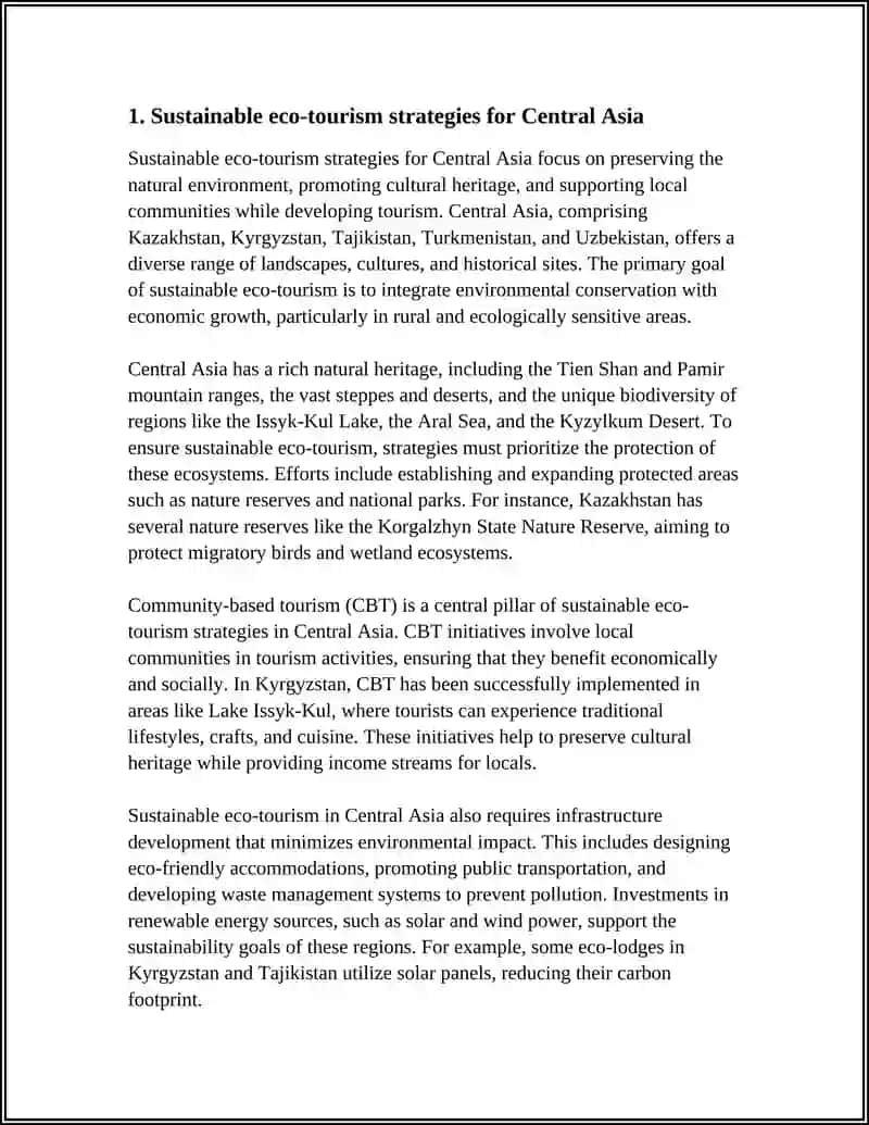 Sustainable eco-tourism strategies for Central Asia 3