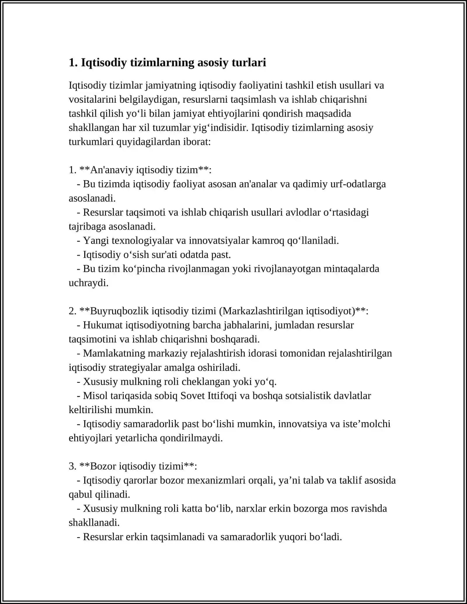 İQTISODIY TIZIMLAR VA ULARNING MODELLARI 3