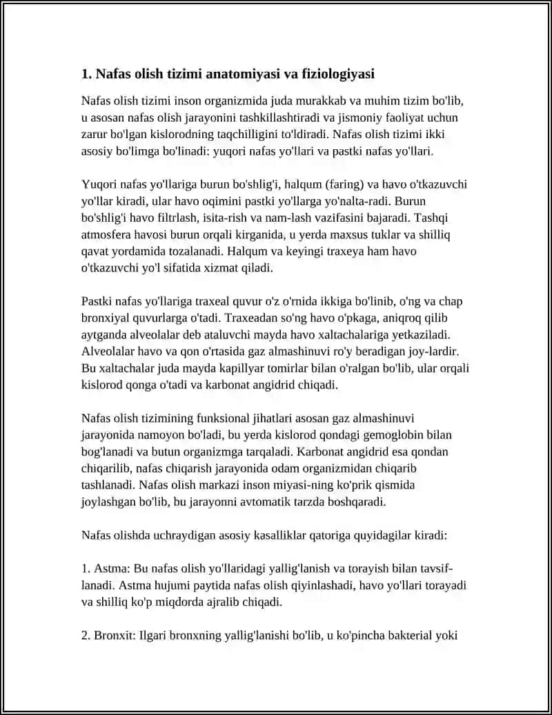 NAFAS OLISH. UNDA UCHRAYDIGAN KASALLIKLAR 3