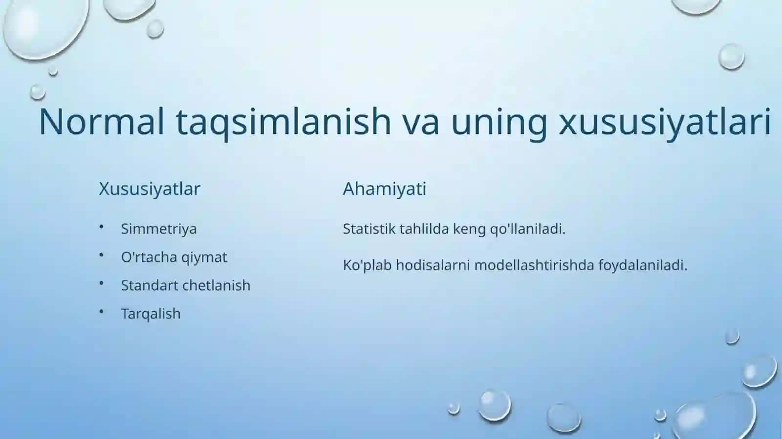 Normal taqsimlanish nazariyasi va uni amaliyotga tadbiq etish 3