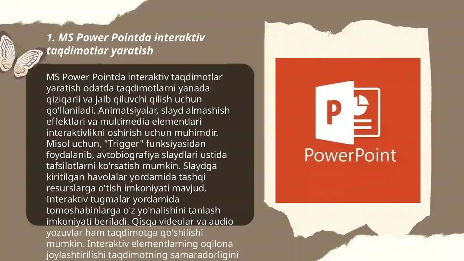 MS Power Pointda interaktiv taqdimotlar yaratish 3