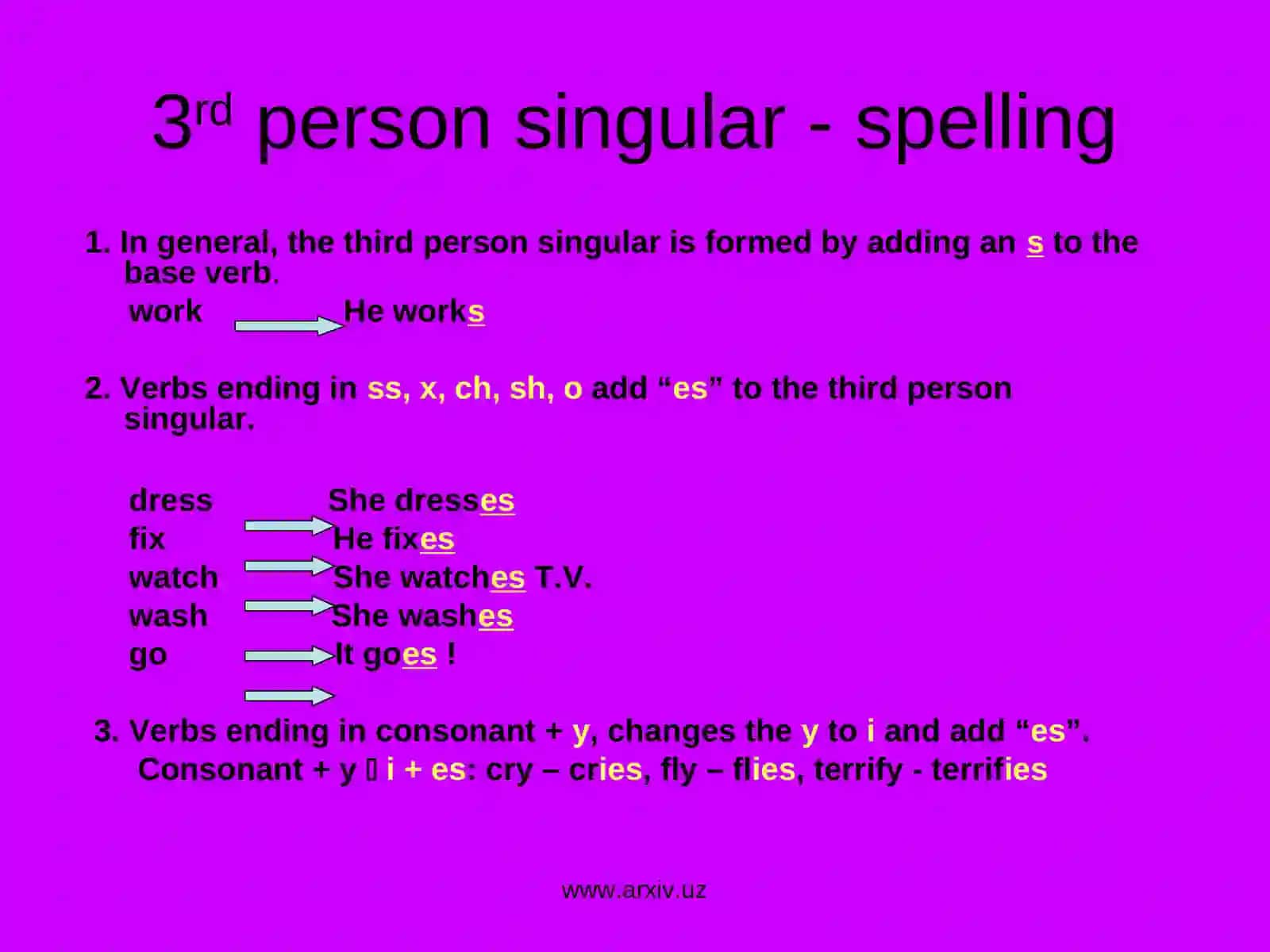 THE PRESENT SIMPLE TENSE(Affirmative) 3
